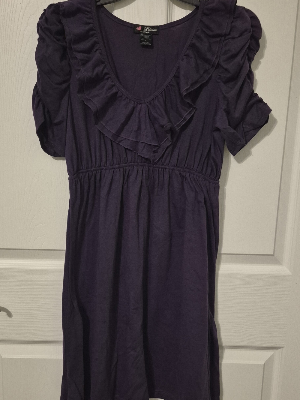 Ruffled V-Neck Purple Knit Dress
